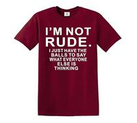 Darkwear T-shirt pour homme avec inscription « I'm NOT Rude Funny Letters Print Tops Short SLEE Joke », T-shirt marron imprimé blanc, XL