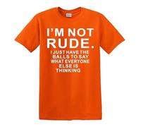 Darkwear T-shirt pour homme avec inscription « I'm NOT Rude Funny Letters Print Tops Short SLEE Joke », T-shirt orange imprimé blanc, M