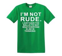 Darkwear T-shirt pour homme avec inscription « I'm NOT Rude Funny Letters Print Tops Short SLEE Joke », T-shirt vert irlandais imprimé blanc, M