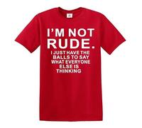 Darkwear T-shirt pour homme avec inscription « I'm NOT Rude Funny Letters Print Tops Short SLEE Joke », T-shirt rouge imprimé blanc, XL