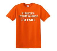 Darkwear T-shirt pour homme « IF I Want to Listen to an Asshole I'd Fart/Joke », T-shirt marron imprimé blanc, S