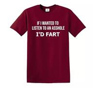 Darkwear T-shirt pour homme « IF I Want to Listen to an Asshole I'd Fart/Joke », T-shirt rouge imprimé blanc, 3XL