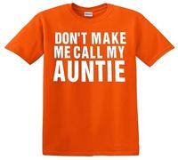 Darkwear T-shirt tendance avec inscription « Don't Make Me Call My Auntie » pour enfants, T-shirt orange imprimé blanc, 3-4 ans