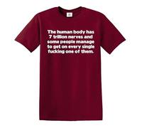 Darkwear The Human Body HAS 7 Trillion Nerves and Some People/Joke T-shirt pour homme, T-shirt marron imprimé blanc, L
