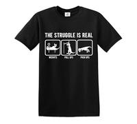 Darkwear The Struggle is Real | Tenue d'entraînement | Drôle | Sarcasme | T-shirt pour homme, Imprimé blanc en T noir, 4XL