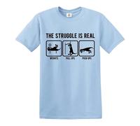 Darkwear The Struggle is Real | Tenue d'entraînement | Drôle | Sarcasme | T-shirt pour homme, T-shirt bleu ciel imprimé noir, L