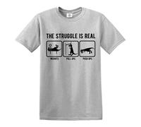 Darkwear The Struggle is Real | Tenue d'entraînement | Drôle | Sarcasme | T-shirt pour homme, T-shirt gris imprimé noir, S