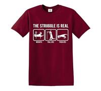 Darkwear The Struggle is Real | Tenue d'entraînement | Drôle | Sarcasme | T-shirt pour homme, T-shirt marron imprimé blanc, 3XL