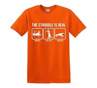 Darkwear The Struggle is Real | Tenue d'entraînement | Drôle | Sarcasme | T-shirt pour homme, T-shirt orange imprimé blanc, S