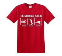 Darkwear The Struggle is Real | Tenue d'entraînement | Drôle | Sarcasme | T-shirt pour homme, T-shirt rouge imprimé blanc, 4XL