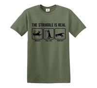 Darkwear The Struggle is Real | Tenue d'entraînement | Drôle | Sarcasme | T-shirt pour homme, T-shirt vert militaire imprimé noir, M