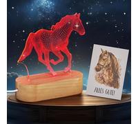 Darlena Veilleuse 3D Cheval | Cadeau Cheval Fille | Lampe de chevet LED pour enfants à intensité variable | Lampe de nuit pour chambre d'enfant