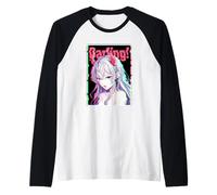 Darling Anime Glitch Devil Horns, Manga rétro Vaporwave Girl Manche Raglan
