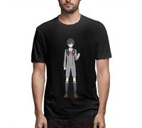 Darling in The Franxx Men's Comfortable Short Sleeve Shirts Crew Neck Personality Fashion T-Shirt Black Manches Courtes(Medium)