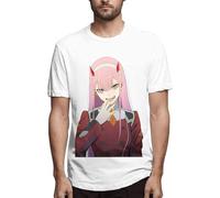 Darling in The Franxx Men's Comfortable Short Sleeve Shirts Crew Neck Personality Fashion T-Shirt Black Manches Courtes(Medium)