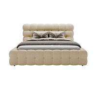 Darling - lit coffre - 140x200 cm - sommier inclus - en tissu bouclette - Beige