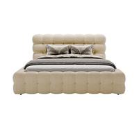 Darling - lit coffre - 160x200 cm - sommier inclus - en tissu bouclette - Beige