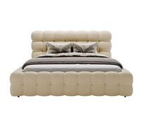 Darling - lit coffre - 180x200 cm - sommier inclus - en tissu bouclette - Beige