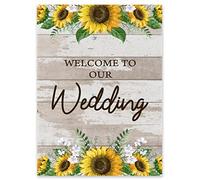 Darling Souvenir MADE WITH LOVE Border De Tournesol Grand Panneau De Bienvenue, Affiche Décorative Bienvenue Dans Notre Affiche De Mariage Pour La Collection De Mariage De Chevalet - 18 ”X12”