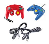 DARLINGTON & Sohns Lot de 2 Manettes Rouge Bleu + Câble d'extension pour Nintendo Game Cube Controller GC Extension Extansion Nintendo Wii Cable