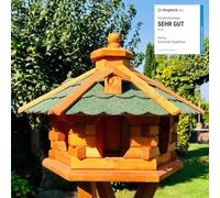 DARLUX Mangeoire hexagonale en bois pour oiseaux Marron/vert