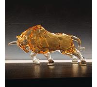 DARMOMOON FengShui Statue de Taureau Wall Street en Acrylique - Sculpture de Taureau pour la Maison, Le Bureau - Ornement décoratif de 22 cm de Long (Ambre)