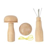 Darner De Champignon De Réparation - Outil De Reprisage De Chaussettes En Bois De Champignon, Ensemble D'aiguilles De Réparation Avec Fil Et Sangle Élastique, Kit De Répration De Chaussettes Fait À L