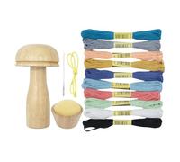 Darner De Champignon De Réparation - Outil De Reprisage De Chaussettes En Bois De Champignon, Ensemble D'aiguilles De Réparation Avec Fil Et Sangle Élastique, Kit De Répration De Chaussettes Fait À L
