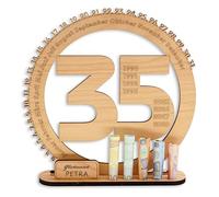 DARO Design - Cadeau d'anniversaire 35 ans pour femmes et hommes - Cadeaux en argent pour 35e anniversaire avec support - Plaque en bois - Décoration d'anniversaire 35 ans - Cadeau personnalisable