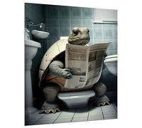 DARO Design - Décor mural pour invités WC Tableau pour salle de bains Toilette Art imprimé sur 6mm HDF 30x40 cm Tortue Décor mural - Drôles tableaux en toile Affiche esthétique Décoration de pièce