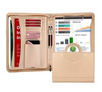 Darolin Porte-documents en cuir zippé avec [poignée cachée] et [presse-papiers], organiseur de conférence, porte-documents, porte-documents, port