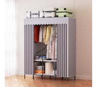 Daromigo Armoire en tissu pliable sans montage - Armoire mobile - 138 x 170 x 48 cm - Avec cadre en tube d'acier - Jusqu'à 100 kg - Espace de rangement de 48 cm de profondeur - Protection contre la