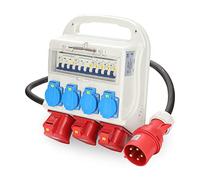Daromigo Distributeur de courant de chantier, 2 x CEE 16A 400V+1 x CEE 32A 400V+4 x 230V Schuko IP44 5 pôles, coffret de distribution de courant Pour chantier