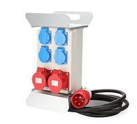 Daromigo Distributeur mural avec disjoncteur de protection FI, CEE 2 x 16A 400V+4x 230V Schuko IP44 5 pôles,avec prise Schuko,Distributeur de courant de force, avec câble