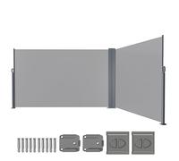 Daromigo Double Auvent latéral Rétractable 160x600cm Paravent Extérieur Store latéral patio Protection Résistant Gris PARAVENT