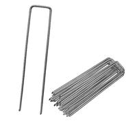 Daromigo Lot de 150 piquets d'ancrage Anti-Rouille en Acier - 150 x 25 x 2,8 mm - Tête Ronde - Ancrage au Sol pour Toile de Mauvaises Herbes, Film Anti-Mauvaises Herbes, Non-tissé de Jardin
