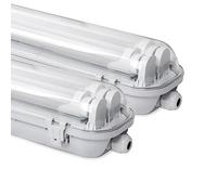 Daromigo Lot de 2 luminaires LED pour pièces humides - 120 cm - 2 x 18 W - 3600 lm - Blanc froid - 6500 K - Double tubes LED T8 - Étanche IP65 - Pour pièces humides - Lampe d'atelier pour garage, cave