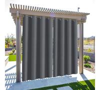 Daromigo Lot de 2 rideaux d'extérieur résistants aux intempéries avec œillets - Gris - Brise-vue - Protection solaire - 254 x 213 cm (H x l) - Pour terrasse, balcon, tonnelle