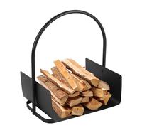Daromigo Panier à bois pour bois de cheminée en métal noir - Étagère à bois de chauffage intérieure pour feu, cheminée, bois de chauffage, journaux ou bois de chauffage - Avec anse - 50 x 30 x 40 cm