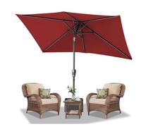 Daromigo Parasol rectangulaire - 210 x 140 / 300 x 200 cm - Avec manivelle - Protection solaire UV50+, pliable à 30 °C - Parasol de jardin imperméable pour jardin, sans support, Rouge sans LED, 210 x