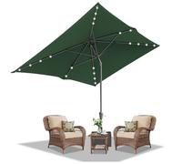 Daromigo Parasol rectangulaire - 210 x 140 / 300 x 200 cm - Avec manivelle - Protection solaire UV50+, pliable à 30 °C - Parasol de jardin imperméable pour jardin, sans support, vert avec LED, 300 x