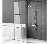 Daromigo Paroi de douche 100 x 200 cm - Verre de sécurité ESG de 5 mm - Pour douche à l'italienne - Cadre complet en aluminium - Plage de réglage de 0 à 10 mm - Montage à gauche/droite - Noir