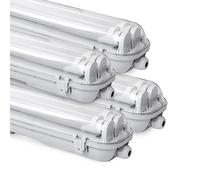 Daromigo Reglette LED 150cm, Lampe Pour Locaux Humides 2 x 24W 4080lm Blanc Froid 6000K, Tube T8 Double, IP65 Étanche, Lampe d'Atelier - 4 Pièces