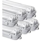 Daromigo Reglette LED 150cm, Lampe Pour Locaux Humides 2 x 24W 4080lm Blanc Neutre, Tube T8 Double, IP65 Étanche, Pour Garage, Bureau - 6 Pièces