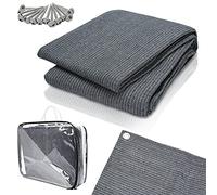 Daromigo Tapis pour auvent, avec sac de transport, 12 trous et 13 sardines, antidérapant, respirant, lavable, gris bleu, 200 x 200 cm