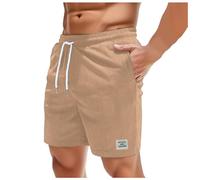 Darringls Bermuda cargo en velours côtelé pour homme - Short de sport en velours côtelé - Couleur unie - Respirant - Fitness, kaki, L