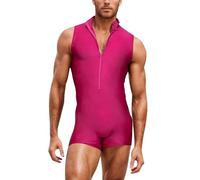 Darringls Body pour homme avec dos nageur - Col rond - Maillot de corps et short - Basique - Couleur unie - Une pièce - Sous-vêtements de lutte - Maillot de gymnastique - Compression - Body de sport