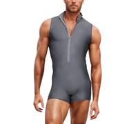Darringls Body pour homme avec dos nageur - Col rond - Maillot de corps et short - Basique - Couleur unie - Une pièce - Sous-vêtements de lutte - Maillot de gymnastique - Compression - Body de sport