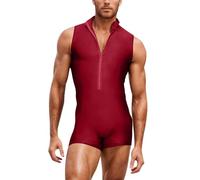 Darringls Body pour homme avec dos nageur - Col rond - Maillot de corps et short - Basique - Couleur unie - Une pièce - Sous-vêtements de lutte - Maillot de gymnastique - Compression - Body de sport