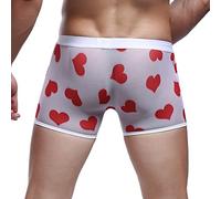 Darringls Boxer pour homme avec imprimé cœur - Rouge - Amour rouge - Performance - Short de bain - Sous-vêtements de Noël, Blanc., L